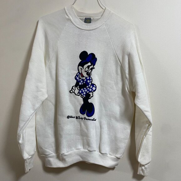 Vintage Walt Disney Productions Minnie Mouse Sweatshirt Jerzees Flocked medium - Picture 1 of 8